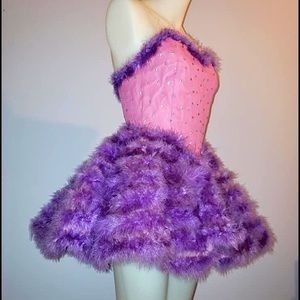 Unique Vintage Marabou Feather & Diamond Dress